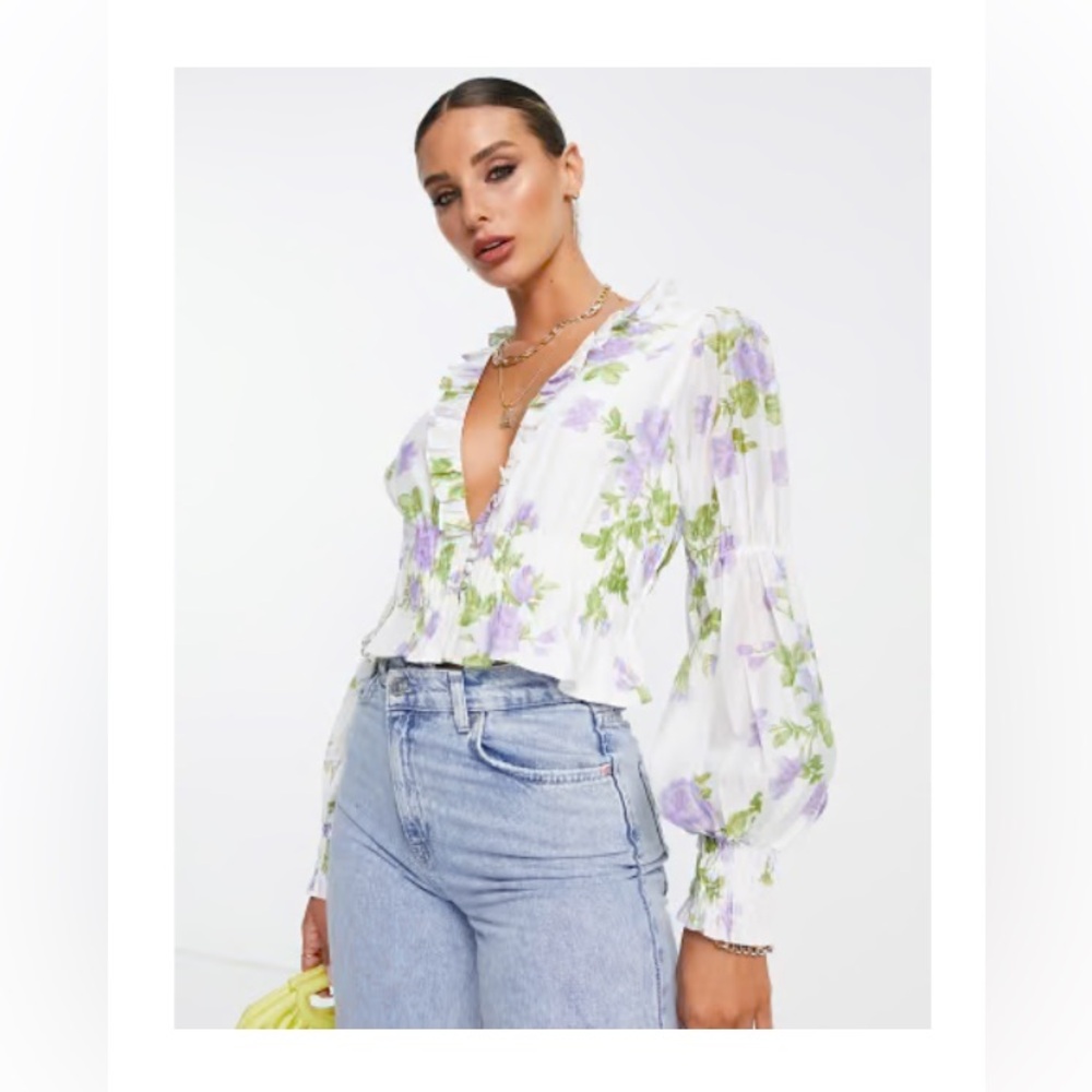 ASOS Floral plunge button top